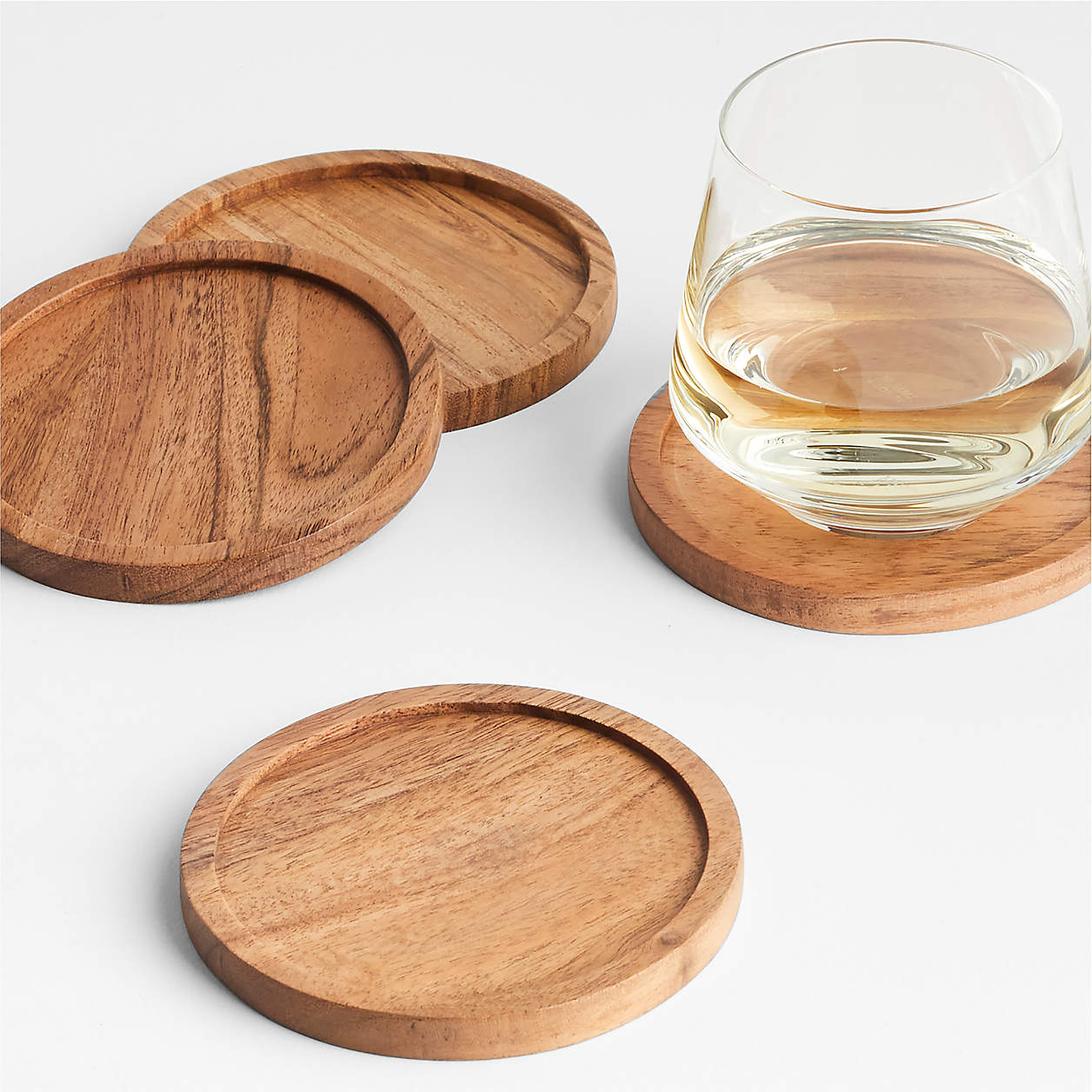 TONDO ACACIA WOOD COASTERS S4