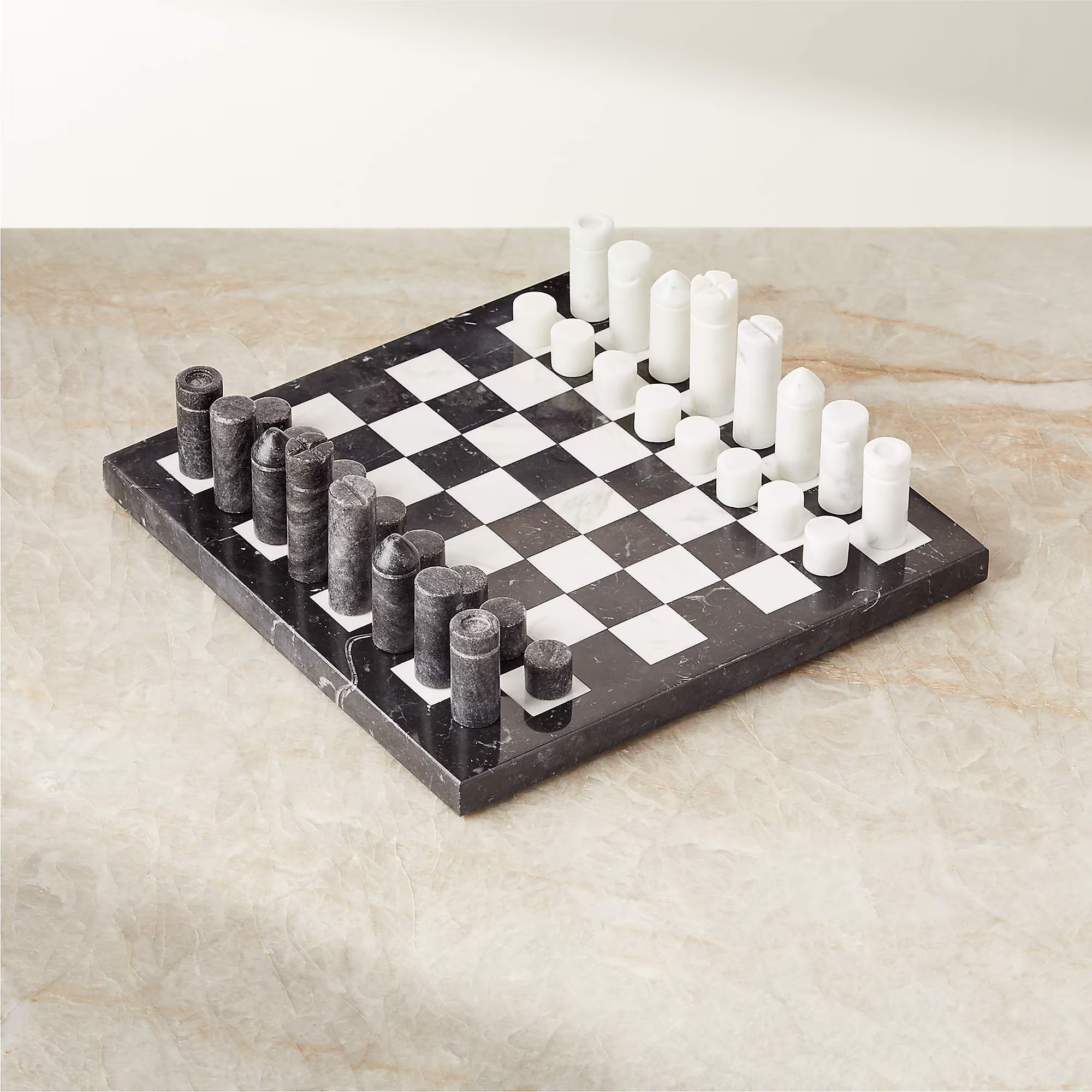 NS GATZ B/W MARBLE CHESS SET