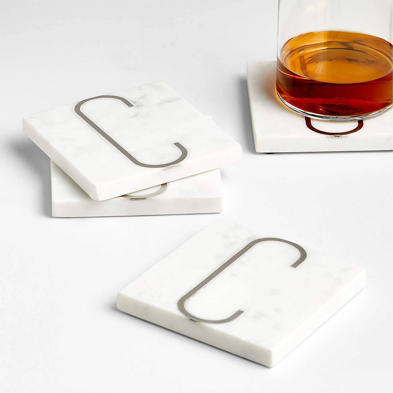 MARBLE C MONOGRAM COASTER S/4