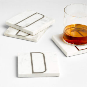MARBLE D MONOGRAM COASTER S/4