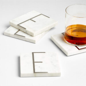 MARBLE E MONOGRAM COASTER S/4