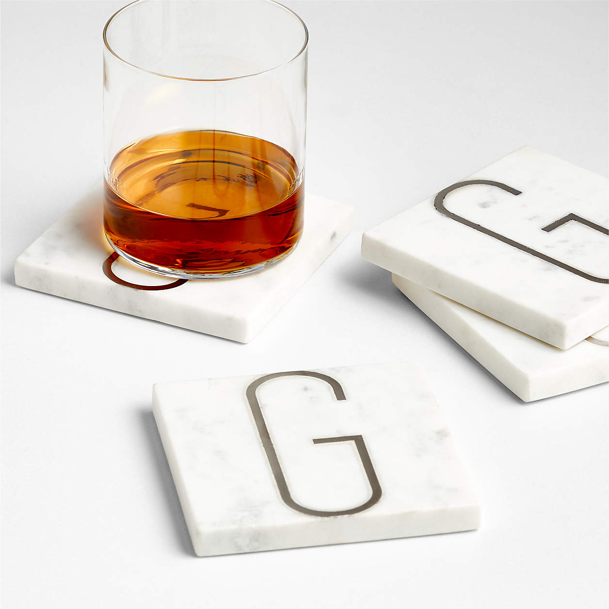 MARBLE G MONOGRAM COASTER S/4