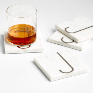 MARBLE J MONOGRAM COASTER S/4
