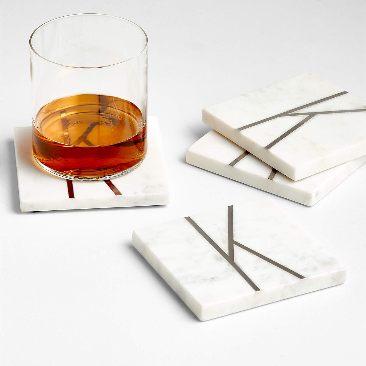 MARBLE K MONOGRAM COASTER S/4