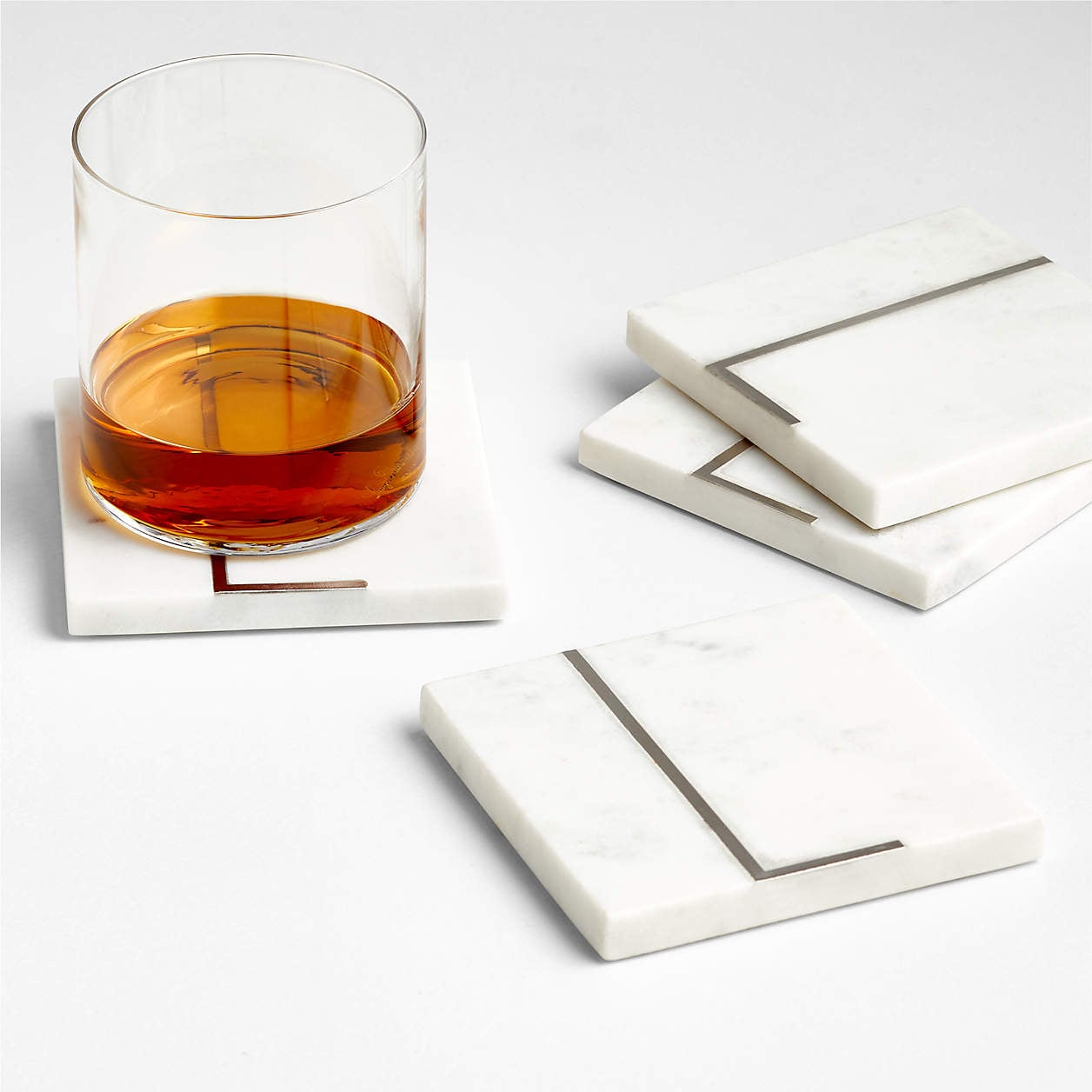 MARBLE L MONOGRAM COASTER S/4