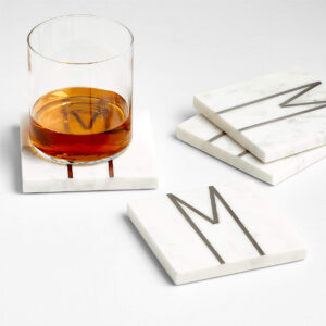 MARBLE M MONOGRAM COASTER S/4