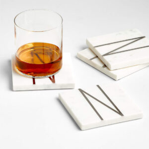 MARBLE N MONOGRAM COASTER S/4