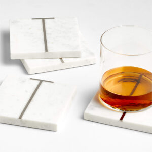 MARBLE T MONOGRAM COASTER S/4