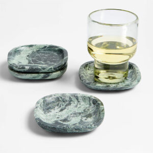 FERN GRN MARBLE COASTERS S/4