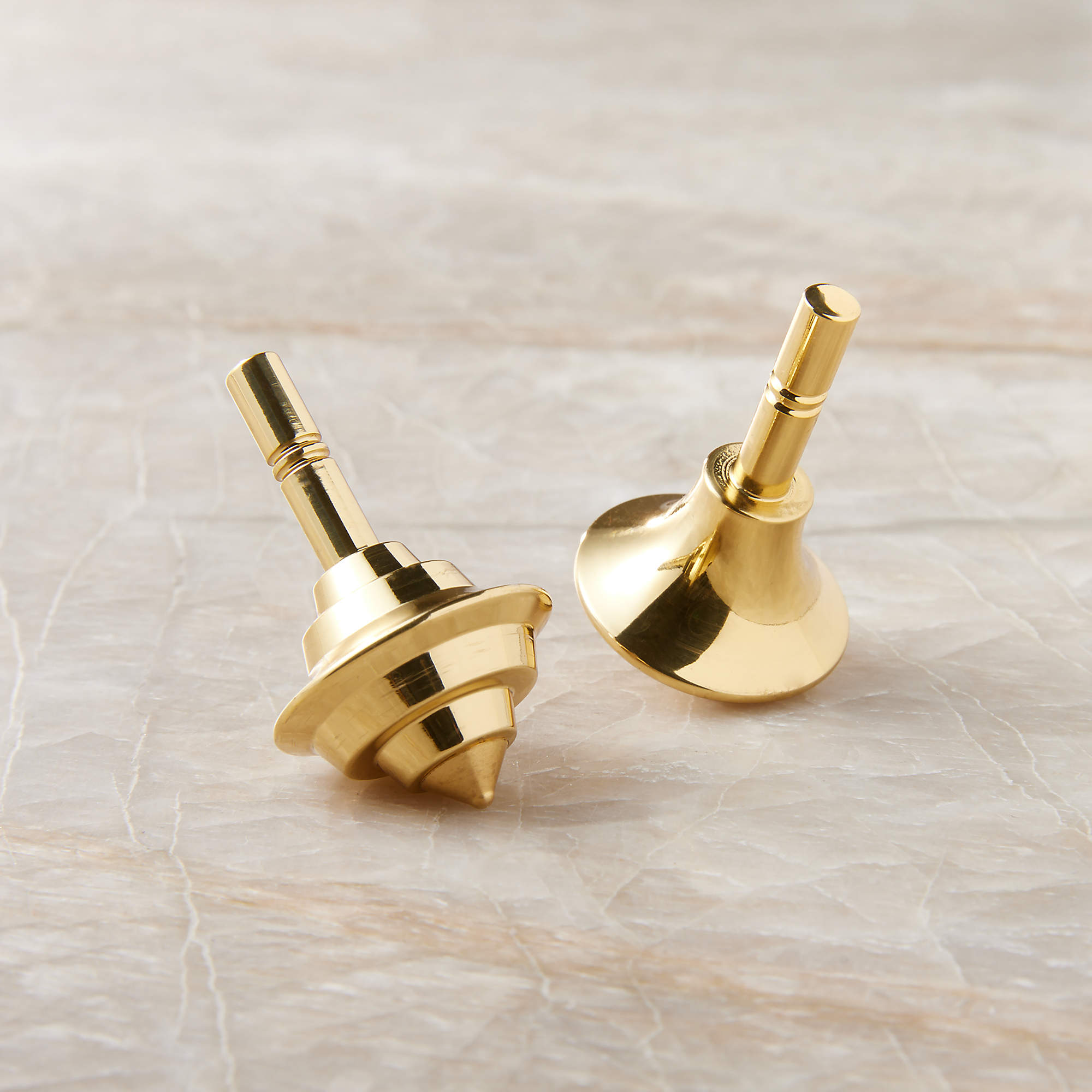WHIRL BRASS SPINNING TOPS S/2