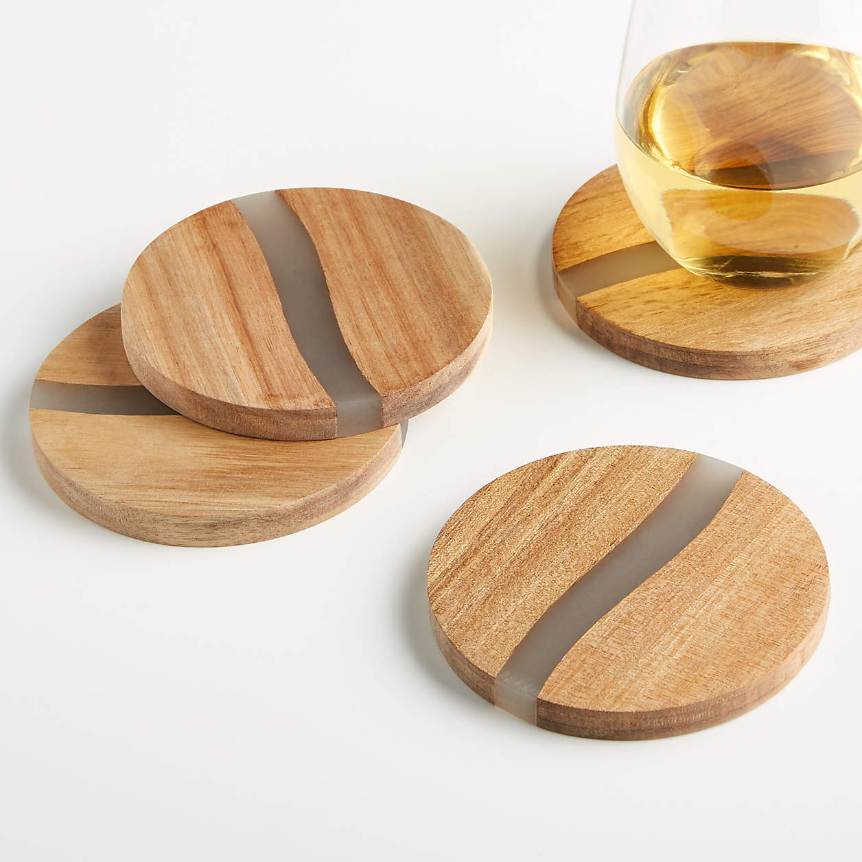 WOOD AND RESIN COASTERS S/4